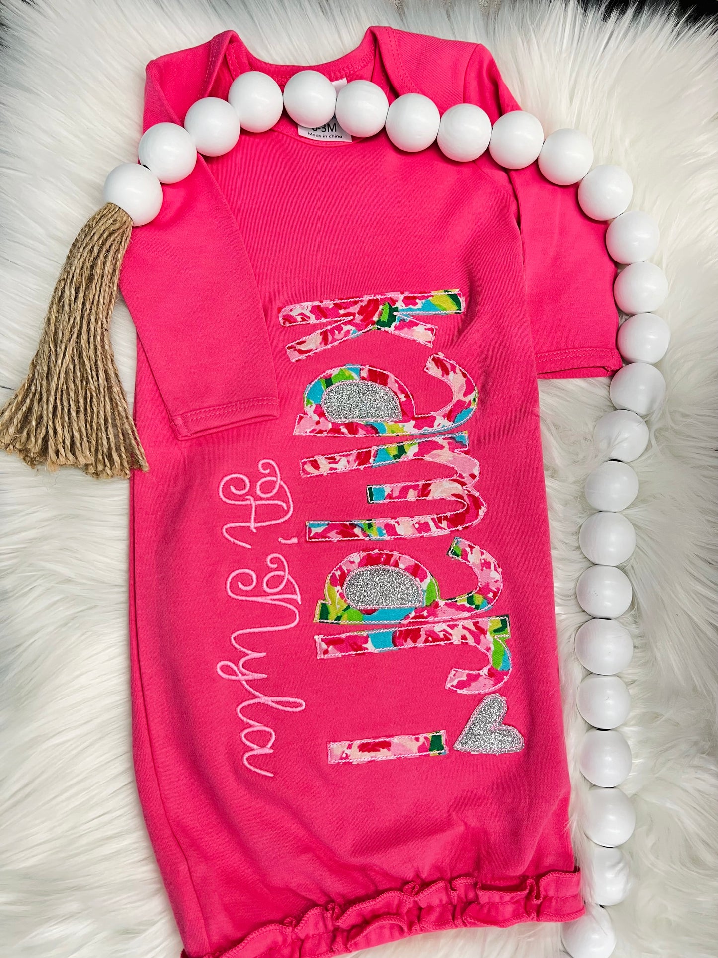 Monogrammed Name Baby Gown