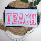 TEACH Shirt for Teachers  Embroidered Teacher Shirt  Back to School Teacher Gift  Varsity Letter Teacher Tee