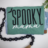Spooky Mama Comfort Colors Shirt  Halloween Mom Shirt  Fall Mama Shirt  Retro Bat Tee  Embroidered Spooky Season Shirt