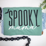 Spooky Mama Comfort Colors Shirt  Halloween Mom Shirt  Fall Mama Shirt  Retro Bat Tee  Embroidered Spooky Season Shirt