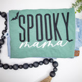 Spooky Mama Comfort Colors Shirt  Halloween Mom Shirt  Fall Mama Shirt  Retro Bat Tee  Embroidered Spooky Season Shirt